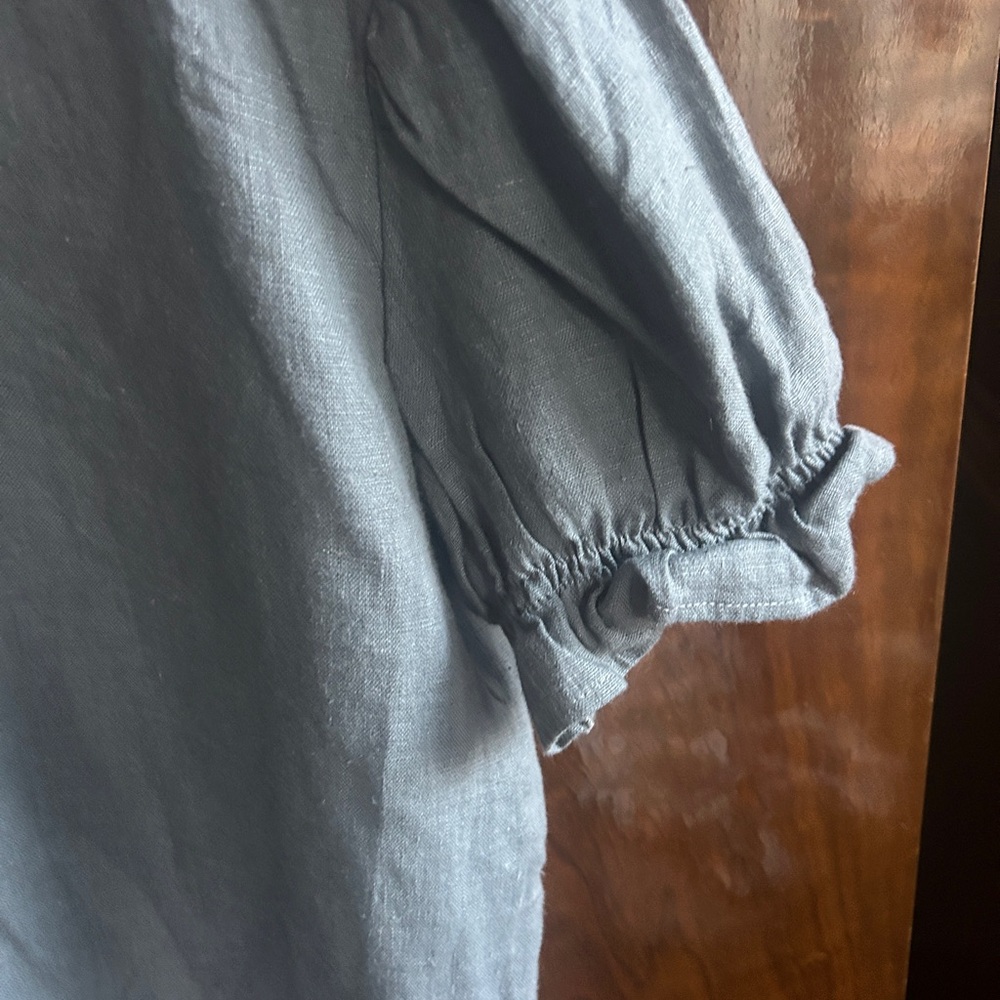 Gray Linen Ruffled Women's Top - Picture 5 of 5